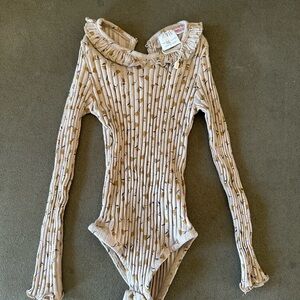 Zara Kids Cream and Gold Patterned Bodysuit